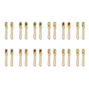 Studörhängen rostfritt stål Birthstone Tassel 14K guldfärg Vakuumplätering 35 mm x 3mm dia. Post/ trådstorlek: 0,8 mm 1 par