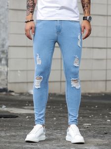 Mens Jeans Streetwear Fashion Blue Ripped Skinny Men Slim Hip Hop Denim Trousers Spring Casual for Jogging Jean Homme 230629