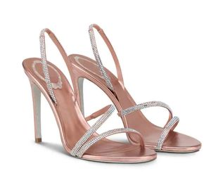 Sandali da donna Sandalo da sposa da sposa Scarpe con tacco RC IRINA Sandalo impreziosito da cristalli Tacchi a spillo Tacchi a spillo Cinturino gioiello di lusso con tacco a spillo Fondo aperto