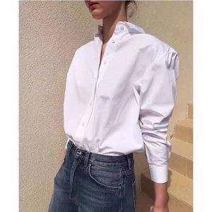 Kvinnor S BLOUSES SHIRTS TOME BRODERAD BOMULL LAPEL SHIRT Fall Classic Designer Simple Loose Long Sleeve White Womens Tops 230629