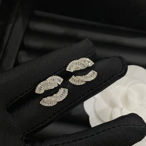 Luxury Brand Designers Stud Stainless Steel Letters Earrings With Stamp Print Geometric Crystal Rhinestone Famous Women Jewelry