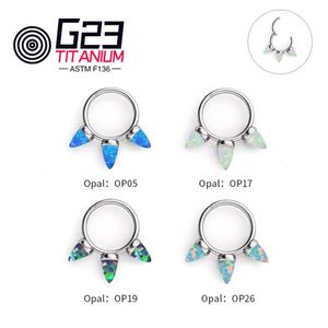 Navel Bell Button Rings G23 Hinged Segment Hoop Nose Ring Clicker Piercing Earring Mix Opal Labret Body Jewelry For Women Aned Men 230628