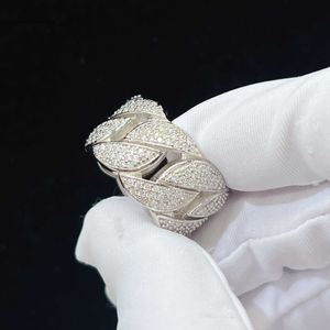 خاتم فيفيان الفضي الكوبي S925 VVS المويسانتي الماس الفاخر مثلج خواتم الهيب هوب الماسية للرجال