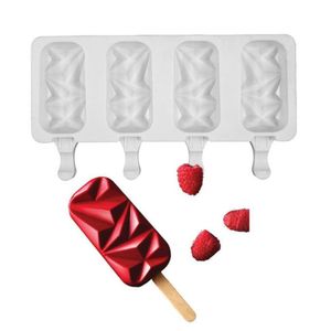 Формы для выпечки Sile Ice Cream Mods 4 Cell Cube Tray Cakesicle Mold Popsicle Maker Diy Самодельный Zer Lolly Mod Cake Pop Tools Xb1 Drop Dh6Lu