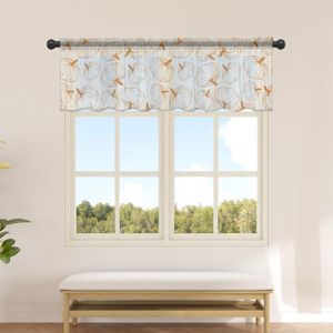 Curtain Autumn Line Pumpkin Texture Short Tulle Curtains For Kitchen Cafe Sheer Voile Half-Curtain Bedroom Doorway