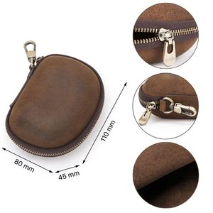 Sunglasses CONTACT'S FAMILY Retro Cow Leather Protable Folding Sunglasses Protector Travel Pack Pouch Glasses Case Zipper Box Hard Eyewear