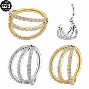 Navel Bell Button Rings G23 Hinged Segment Nose Ring 3 sides ZC Septum Clicker Daith Earrings Hoop Ear Cartilage Tragus Helix Piercing Jewelry 230628