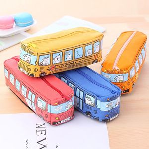 Väskor Creative Student Stationery Small Animal Bus Pencil BAG BUS PENCIL Väska Män och kvinnor Canvas Stationery Box