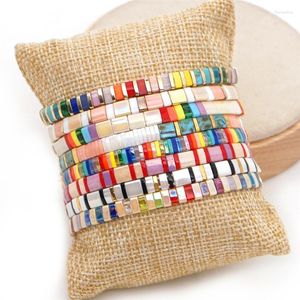 Pulseira de miçangas étnica Boho com miçangas para mulheres simples vintage colorido praia pulseiras feitas à mão joias femininas da moda 2023