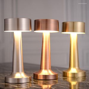 Table Lamps Retro Lamp Metal Touch Decor For Bar Coffee Restaurant Decoration Light Desk LED Rechargeable Night Bedroom