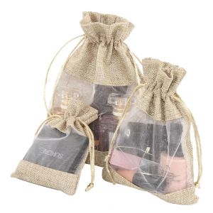 500 pezzi sacchetti di iuta in organza tela da imballaggio con coulisse bomboniere regalo per imballaggio di gioielli trucco caramelle da DHL