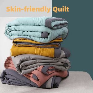 毛布洗える綿エアコンキルト涼しい夏の通気性肌に優しい薄い毛布キルトコアフェード新国防子ギフト230628