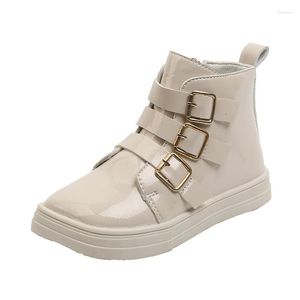 Athletic Shoes Children's Casual Autumn Winter Boys Girls Ankle Boots PU Patent Leather Kids Low-Top Buckle Tide Ins