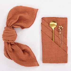 Table Napkin 12 Pack 42x42 100% Natural Rust Gauze Cloth Napkins Soft Weddings Decorative Parties Family Bulk Linen Dinner Cotton Napkins 230628