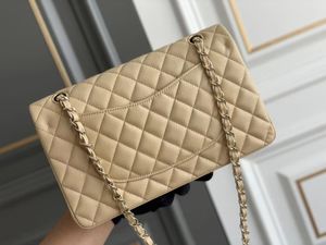 Women Luxury Purse Designer Classic Flap Bags Diamond Lattice Real Hass Caviar Leather Shoulder Bags Handbags 24k Light Gold plating Hardware Chain Cross Body Bags