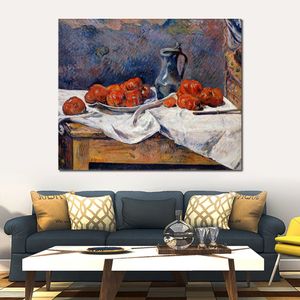 고품질 수제 폴 고갱 그림 토마토와 테이블에 백랍 Tankard 현대 캔버스 아트웍 벽 장식