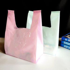 Altri prodotti in plastica usa e getta 50 pezzi rosa addensare gilet sacchetto di plastica verde vestiti di grandi dimensioni regalo cottura dessert torta cibo da asporto sacchetti per feste 230629