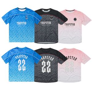 Футболка Trapstar Football Jersey Designer Mens Shirt Mesh Short Sleeve Blue No.22 Sportswear T-shirt Leisure Trend Street Fashion Ukvv