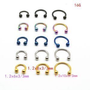 Navel Bell Button Rings Horseshoe 316L Steel Nostril Nose Stud Circular Piercing Ball Body Jewelry CBR Earring 16G 6MM 8MM 10MM 50pcslot 230628