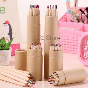 12 Colors Drawing Pencil Students Art Sketch Painting Pencil Kraft Paper Canister Colorful Pen Children Drawings Supplies TH0632