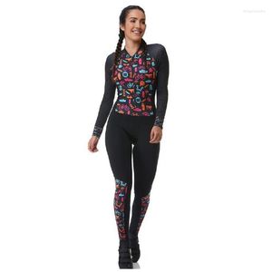 Racing Sets Women Lycra Bodytsuit Long Pants One Piece Cycling Clothing Triathlon Sport Swimsuits Jumpsuit Padded Diving Wet Suit