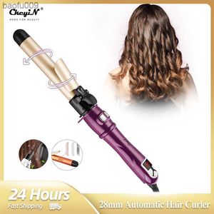 CkeyiN 28mm LCD Digital Hair Curler for Women Tourmaline Ceramic Curling Iron Rotating Roller Auto Rotary Fast Heating Styling L230520