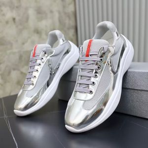 B22 Tênis masculino de marca perfeita América Cup Runner Sapatos de cano baixo Tecido de malha Reflexo Tênis de couro masculino Casual Caminhada Calçado b22 Calçado b30 Caixa original