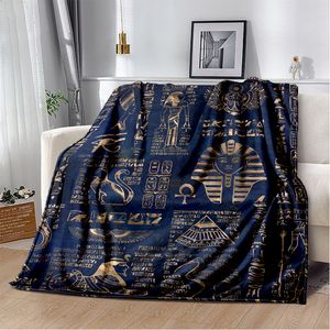 Blankets Ancient Egypt Blanket Mysterious Symbol Scarab Throw Soft Cover Eye of Horus Lightweight Warm for Bedroom 230628