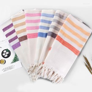 Scarves Striped Cotton Extra Large Turkish Bath Towel With Tassels Travel Camping Sauna Beach Gym Pool Blanket Drape Scarf