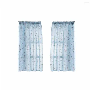 Cortina 1 Pc Haste Pequena Janela Curto Doméstico Transparente Saia Cozinha Varanda Painéis de Porta Campo para Casa - 100x130cm