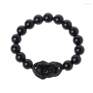 Strand Feng Shui Obsidian Stone Wealth Pi Xiu Bracelet Attract And Good Luck N84D