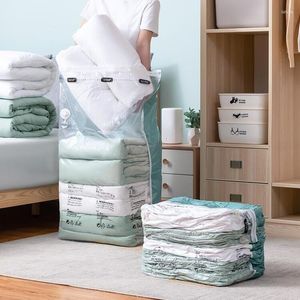 Sacos de armazenamento Saco de vácuo sem bomba de plástico grande para armazenar acessórios de viagem em cobertores de roupas vazios compactados