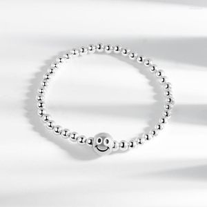 Strand Luck Smile Japanese Korean Armband för kvinnor Simple Chain Pärlor Silver Color Square Armband Girls Fashion Jewelry