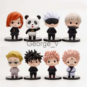 Minifig Anime Jujutsu Kaisen Figura Cute Version 8 Style Model Itadori Yuji Gojo Satoru Pvc Action Figure Modle Giocattoli Regali di compleanno per bambini J230629