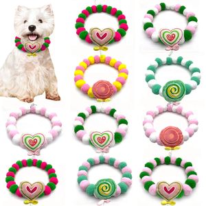 Dog Apparel 12pcs Valentine's Day Decorate Creative Small Middle Large Bowtie Lollipop Heart Style Necklace Supplies Pet Accessories 230628