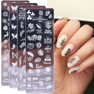 Aufkleber Abziehbilder 1 Stück Nail Art Stamping Platten Halloween Schädel Knochen Kürbis DIY Design Bild Stempel Vorlagen Schablone 230628