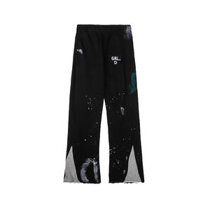 Calça de moletom masculina de marca vintage Calça flare graffiti manchada Calça casual masculina e feminina