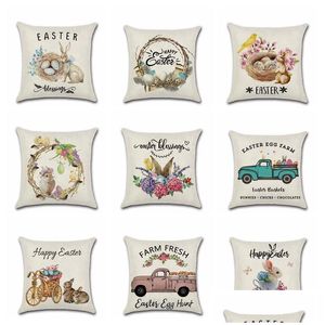 Pillow Case Easter Bunny Ers Cartoon Rabbit Decorative Linen Throw Cushion Festival Home Decoraon 16 Designs Drop Delivery Garden Te Dhtkd