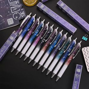 Pennor 36 datorer/Lot Kawaii Constellation Gel Pen Söt 0,5 mm svart bläck Signatur Pennor PRESIDAL Presentkontorskolatillbehör