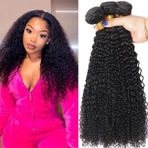 Spitze Perücken Haar Bulks Indische Afro Kinky Curly Bundles 134PCS Human s Unverarbeitete Jungfrau 100 Weave Jerry Curl 230629