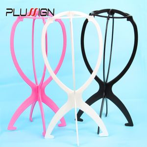 Wig Stand Wholesale Hat Wig Display Stand Folding Portable Wig Stand For Styling Drying Making Wigs Wig Holder 1PC Black White Pink 230629