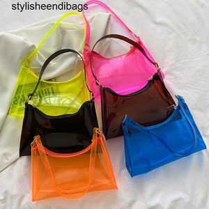 Totes Transparente Clear Jelly Handbag Shoulder Bags for Women Elegant Evening Candy Color Ladies Underarm Bag Hot Girls Eleganteendibags