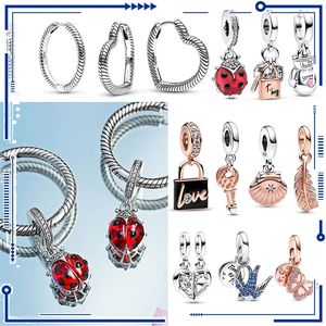 2023 neue 925 Silber Ohrring Pendientes Fit für Marienkäfer Frühling Momente Charm Anhänger Baumeln Charms für Schmuck Machen Mädchen geschenk 1