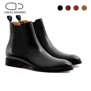 Stiefel Onkel Saviano Mans Stiefel Schuhe Winter hinzufügen Veet Fashion Office Hightop echter Lederschuh Best Designer Work Boots Schuhe Männer Männer