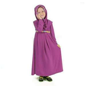 Abiti da ragazza 1-6T Abito per bambini Set Hijab Ragazze musulmane Abaya Foulard Eid Bambino Due pezzi Abiti Islamico Ramadan Preghiera Caftano Jilbab 2023