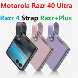 Motorola Razr 40 Ultra Moto Razr Plus Razr4ケースフィンガーストラップブラケットハードカバーの革製ケース