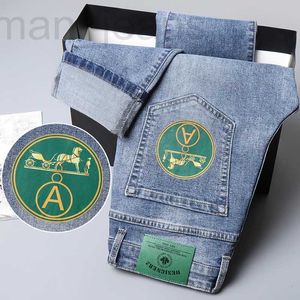 Jeans Masculino designer Spring New High end Slim Fit Elástico Leve Luxo Casual Calças Longas Trendy CV76