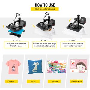 Embossing VEVOR 12x10 Inch Dual Digital Heat Press Machine 650W Swing Away 360 Degree Rotation Transfer Sublimation Printing for TShirt