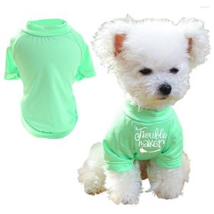 Camiseta para roupas de cachorro verão impresso verde fluorescente pulôver de duas pernas macio e confortável para cães pequenos Pet Supply