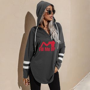 Женские куртки Fill Me Up Hoodie Winter V Neck Sexy Girl Print Pullovers Loose Hip Hop Sweatshirt Punk Streetwear Harajuku Women 230628